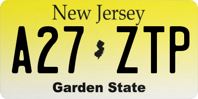 NJ license plate A27ZTP