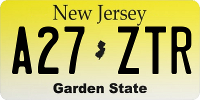 NJ license plate A27ZTR