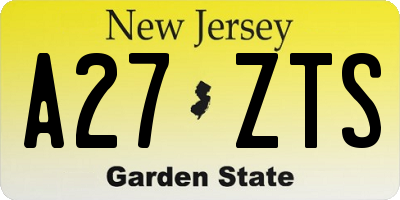 NJ license plate A27ZTS