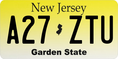 NJ license plate A27ZTU