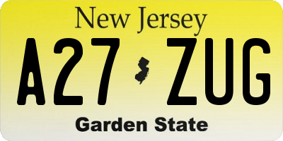 NJ license plate A27ZUG