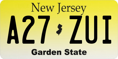 NJ license plate A27ZUI