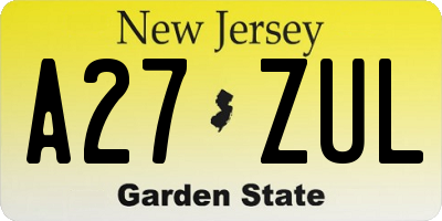 NJ license plate A27ZUL