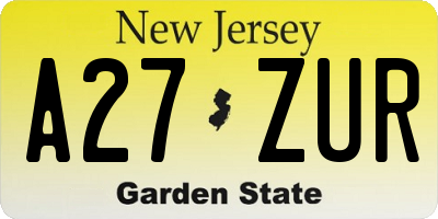 NJ license plate A27ZUR