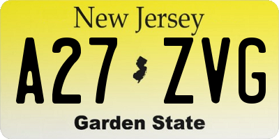 NJ license plate A27ZVG
