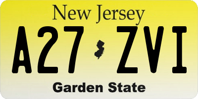 NJ license plate A27ZVI