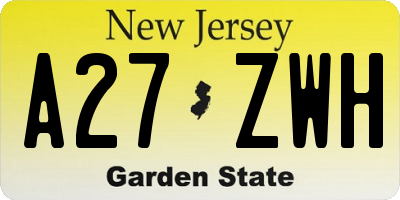NJ license plate A27ZWH