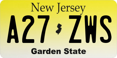 NJ license plate A27ZWS