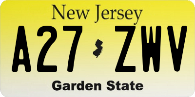 NJ license plate A27ZWV