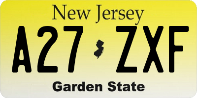 NJ license plate A27ZXF