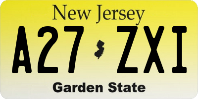 NJ license plate A27ZXI
