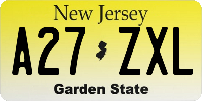 NJ license plate A27ZXL
