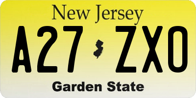 NJ license plate A27ZXO