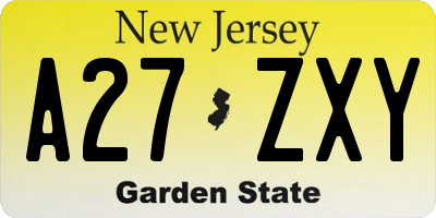 NJ license plate A27ZXY