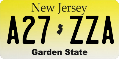 NJ license plate A27ZZA