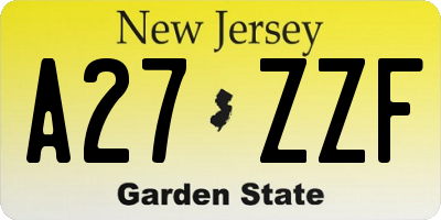 NJ license plate A27ZZF