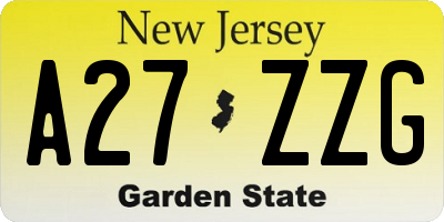 NJ license plate A27ZZG
