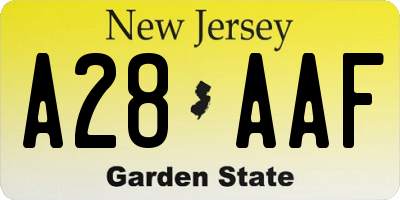 NJ license plate A28AAF