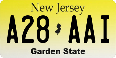 NJ license plate A28AAI