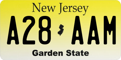 NJ license plate A28AAM