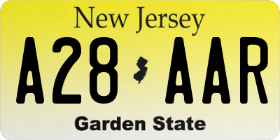 NJ license plate A28AAR