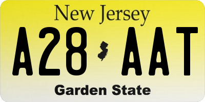 NJ license plate A28AAT