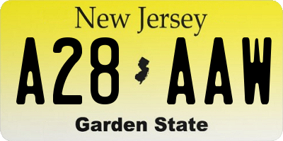 NJ license plate A28AAW