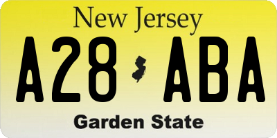 NJ license plate A28ABA