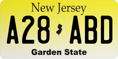 NJ license plate A28ABD