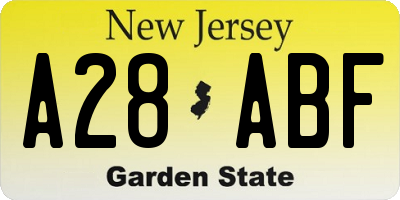 NJ license plate A28ABF