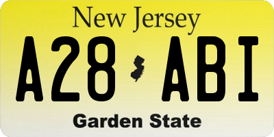 NJ license plate A28ABI