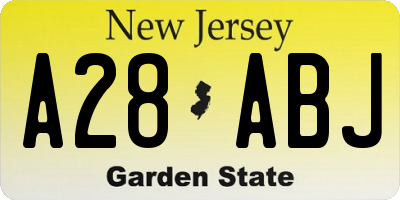 NJ license plate A28ABJ