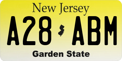 NJ license plate A28ABM