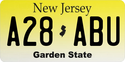 NJ license plate A28ABU