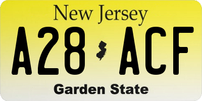 NJ license plate A28ACF