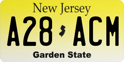 NJ license plate A28ACM