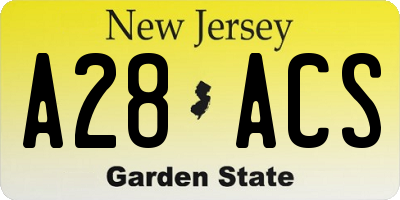 NJ license plate A28ACS