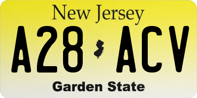 NJ license plate A28ACV
