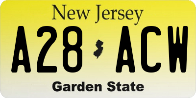 NJ license plate A28ACW