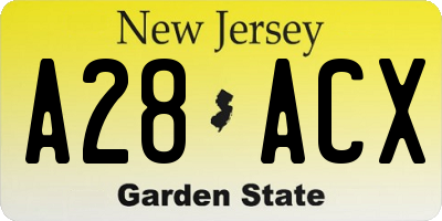 NJ license plate A28ACX