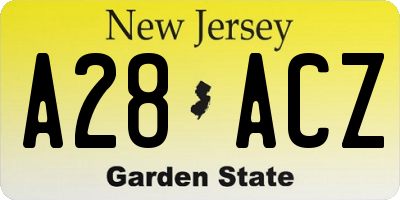 NJ license plate A28ACZ