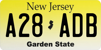 NJ license plate A28ADB