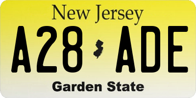 NJ license plate A28ADE