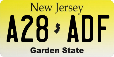 NJ license plate A28ADF