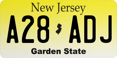 NJ license plate A28ADJ
