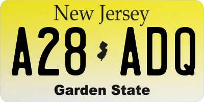 NJ license plate A28ADQ