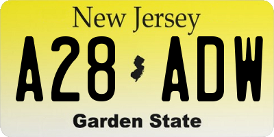 NJ license plate A28ADW
