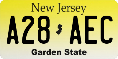 NJ license plate A28AEC