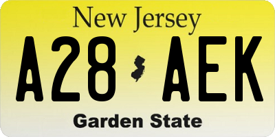 NJ license plate A28AEK