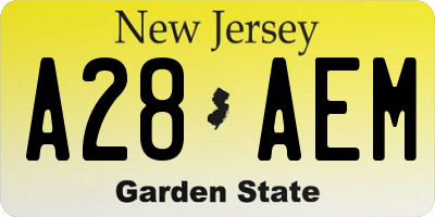 NJ license plate A28AEM